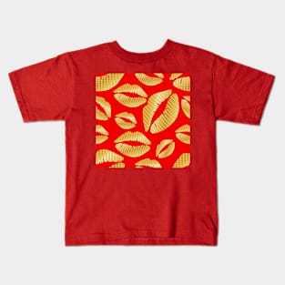 Golden lips on red Kids T-Shirt